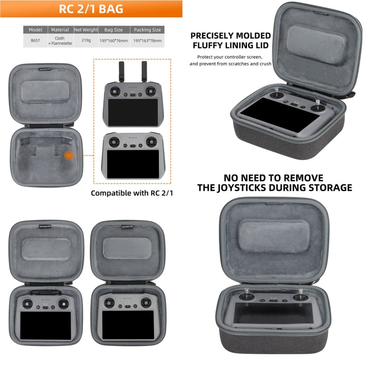 Sunnylife Carrying Case Bag, B657 For DJI RC 2 / 1 Control Bag, A3-B658 Drone Body Bag, A3-B660 Batteries Bag Sunnylife Carrying Case Bag, B657 For DJI RC 2 / 1 Control Bag, A3-B658 Drone Body Bag, A3-B660 Batteries Bag